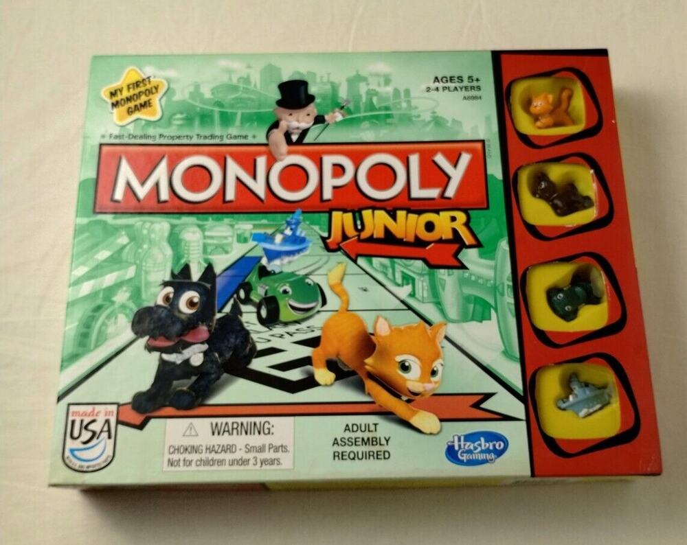 Hasbro Monopoly Junior Board Game - Good Condition - Clean - Missing 1 Chance